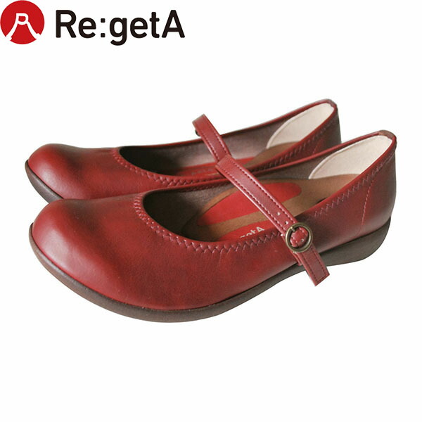 リゲッタ Re:getA パンプス レディース R-2361 ワンストラップローヒールパンプス ダークレッド RGTR2361DRD