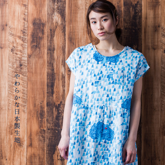 楽天市場 Japan Made フレンチスリーブフォレストワンピース レディース ワンピース 日本製 フレンチスリーブ リンゴ 森 ガーゼ やわらかい 大人かわいい 夏 Gearlabo