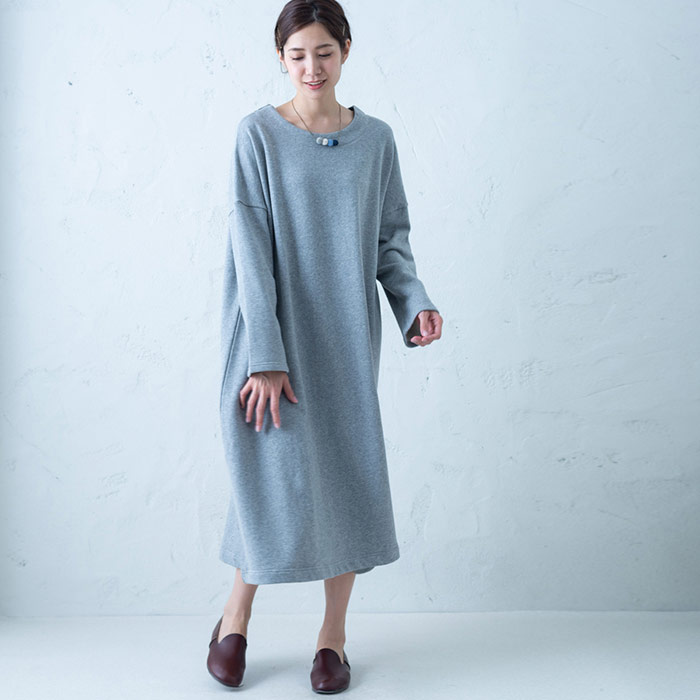 楽天市場 ころころ木の実ネックレスワンピース レディース 長袖 大人の ナチュラル カジュアル イマゴ 裏毛 ゆったりした かわいい Gearlabo