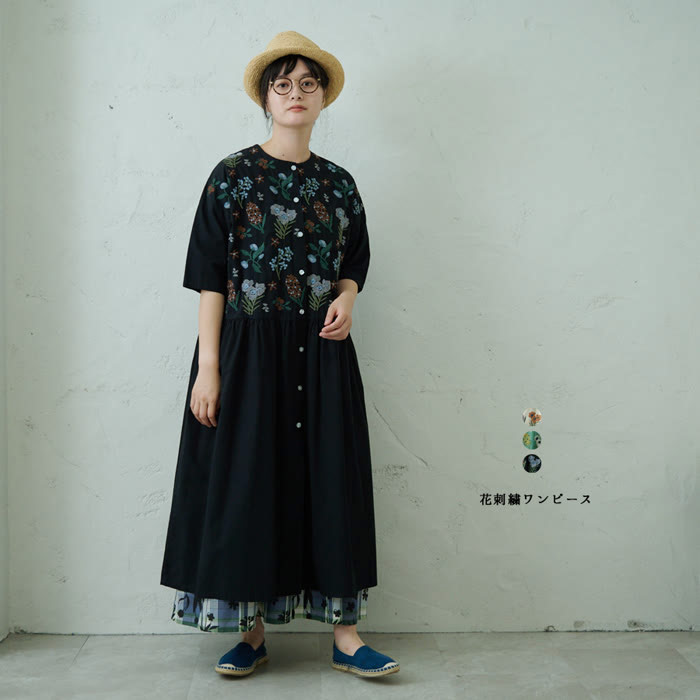 楽天市場】花刺繍ワンピース emago ナチュラル カジュアル 大人