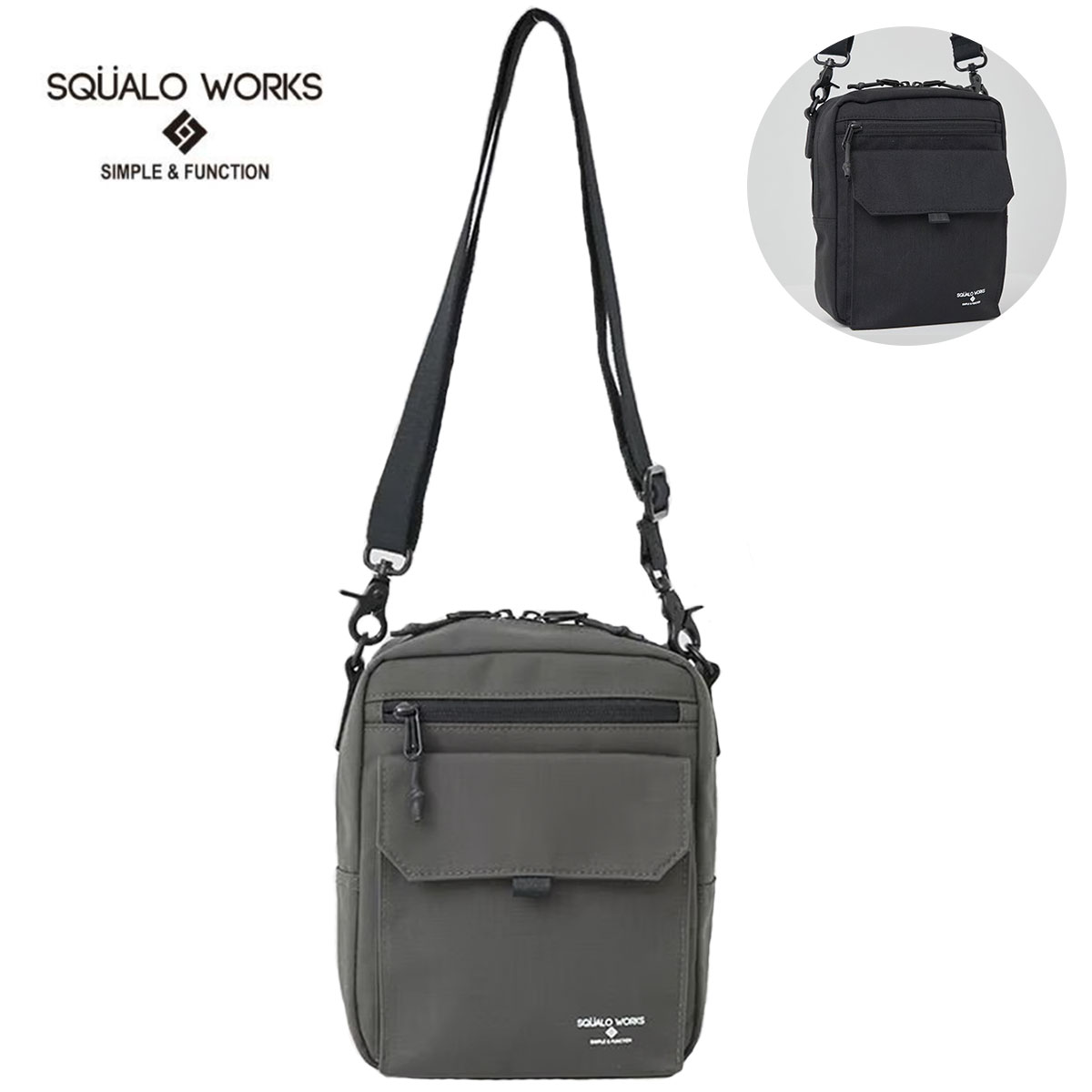 SQUALO WORKS スクアーロワークス SW-NY004 ショルダーバッグ 8.3インチ タブレット収納 サブバッグ ミニマル シンプル カジュアル ユニセックス スマート Nylon OX MINI SHOULDER BAG