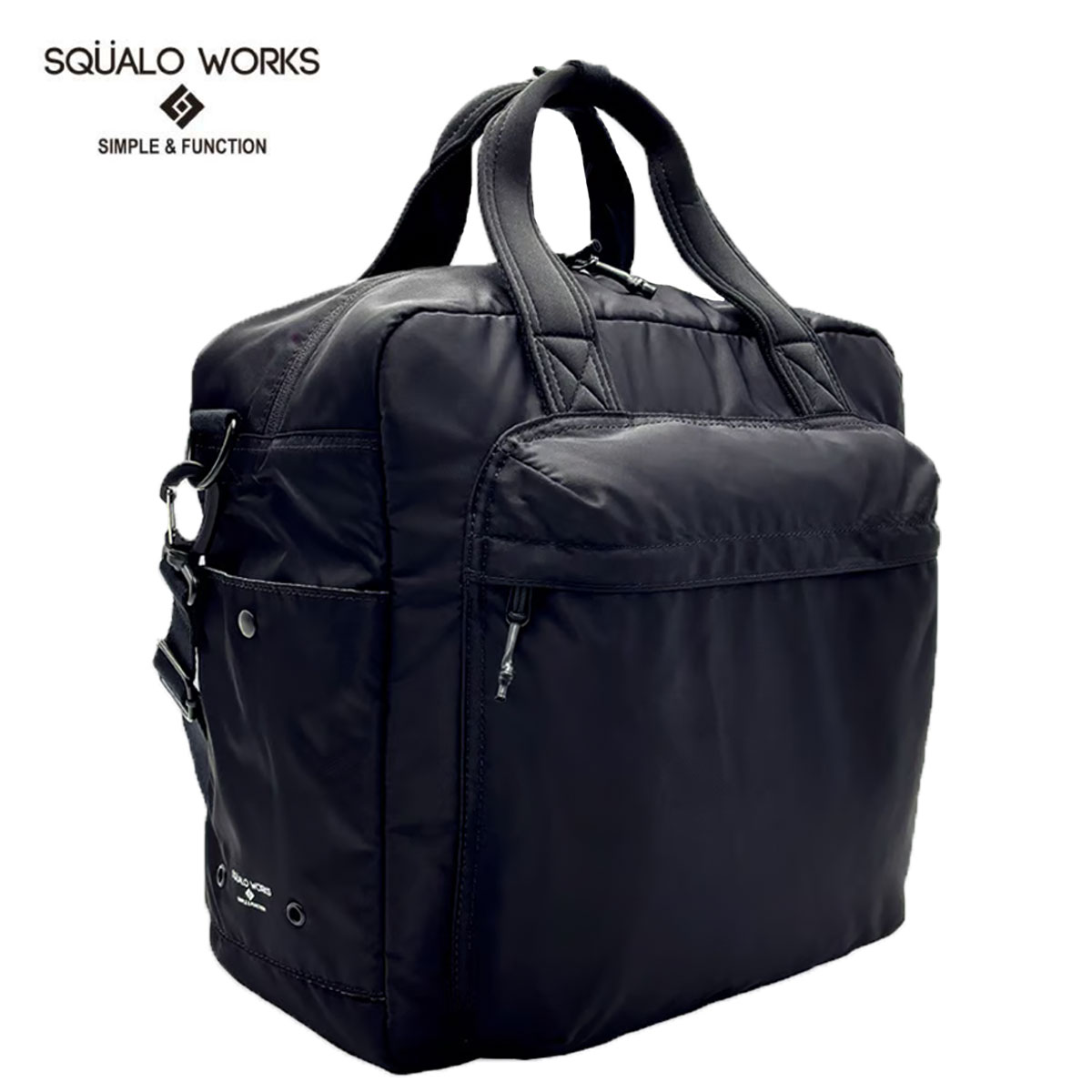SQUALO WORKS スクアーロワークス SW-RN001 スクエアボストン 20L リサイクルナイロン ミニマル シンプル カジュアル ユニセックス 耐久性 軽量 高級感 出張 旅行 Recycle Nylon SQUARE BOSTON BAG