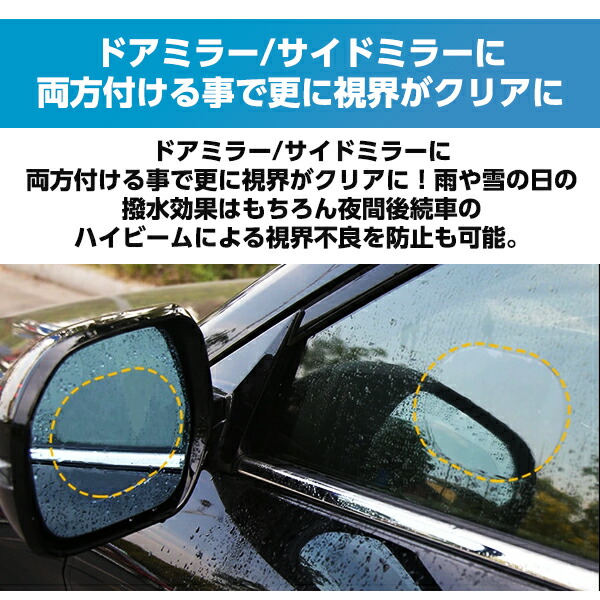 楽天市場 サイドミラーフィルム 2枚入り 防眩フィルム カーバックミラー防水フィルム 高透過率 透明 雨除け 曇り止め 車用 撥水 ドアミラー サイドミラー 眩しさ 軽減 雨対策 スクラッチ防止 貼り付け簡単 安全ドライブ Geex Collection