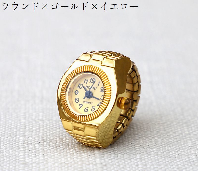 送料無料 リングウォッチ 指輪時計 ハート ロゴ スクエア 指時計 上品 