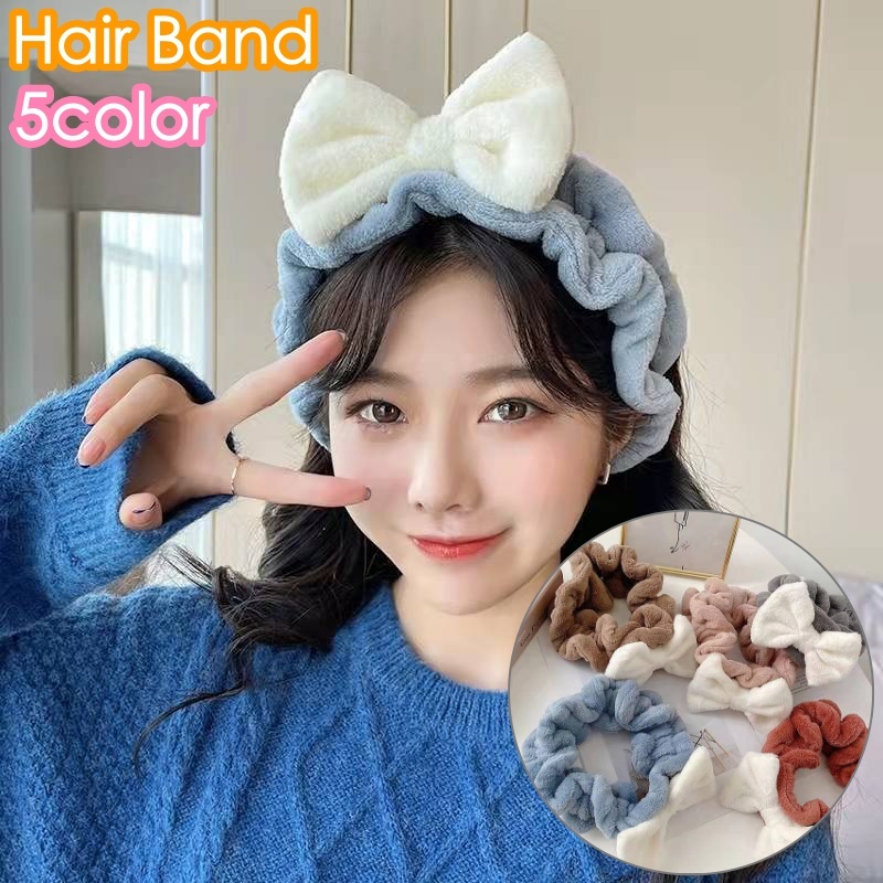 送料無料 ヘアバンド 洗面用 レディース 女性 ヘッドバンド リボン 幅広 ワイド もこもこ ふんわり 伸縮性 無地 お洒落 可愛い  普段使い デイリー 洗顔 お風呂 バス用品 お風呂グッズ 日用品雑貨 激安プラネット