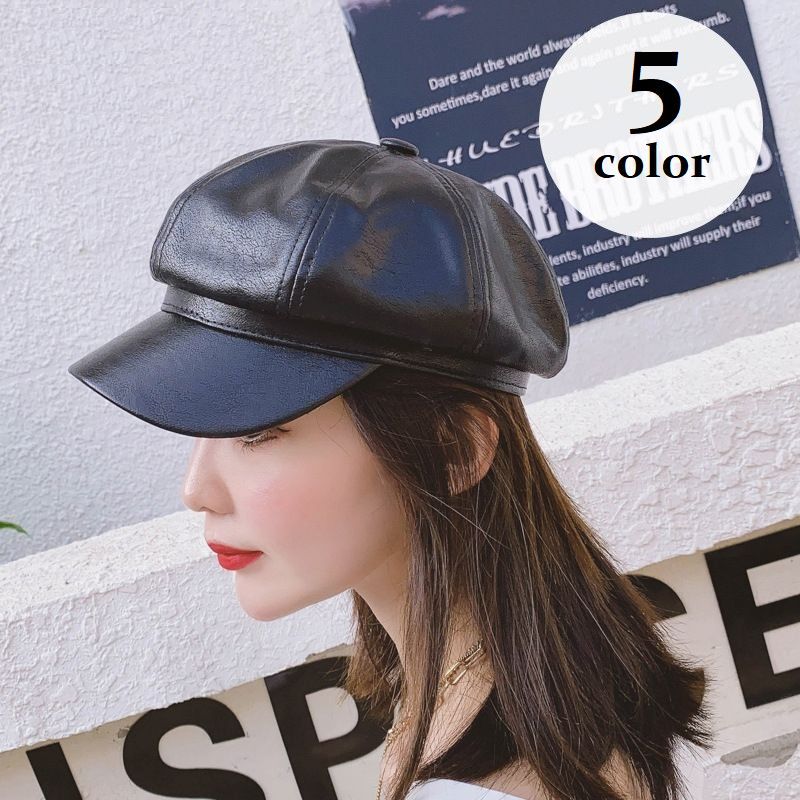 楽天市場】送料無料 キャスケット 帽子 レディース ぼうし レザー調