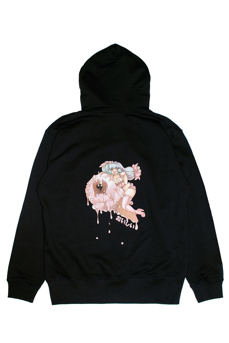 MISHKA (ミ牡鹿) CREAMY BICOLOR HOODIE MIJHO-01 BLACK