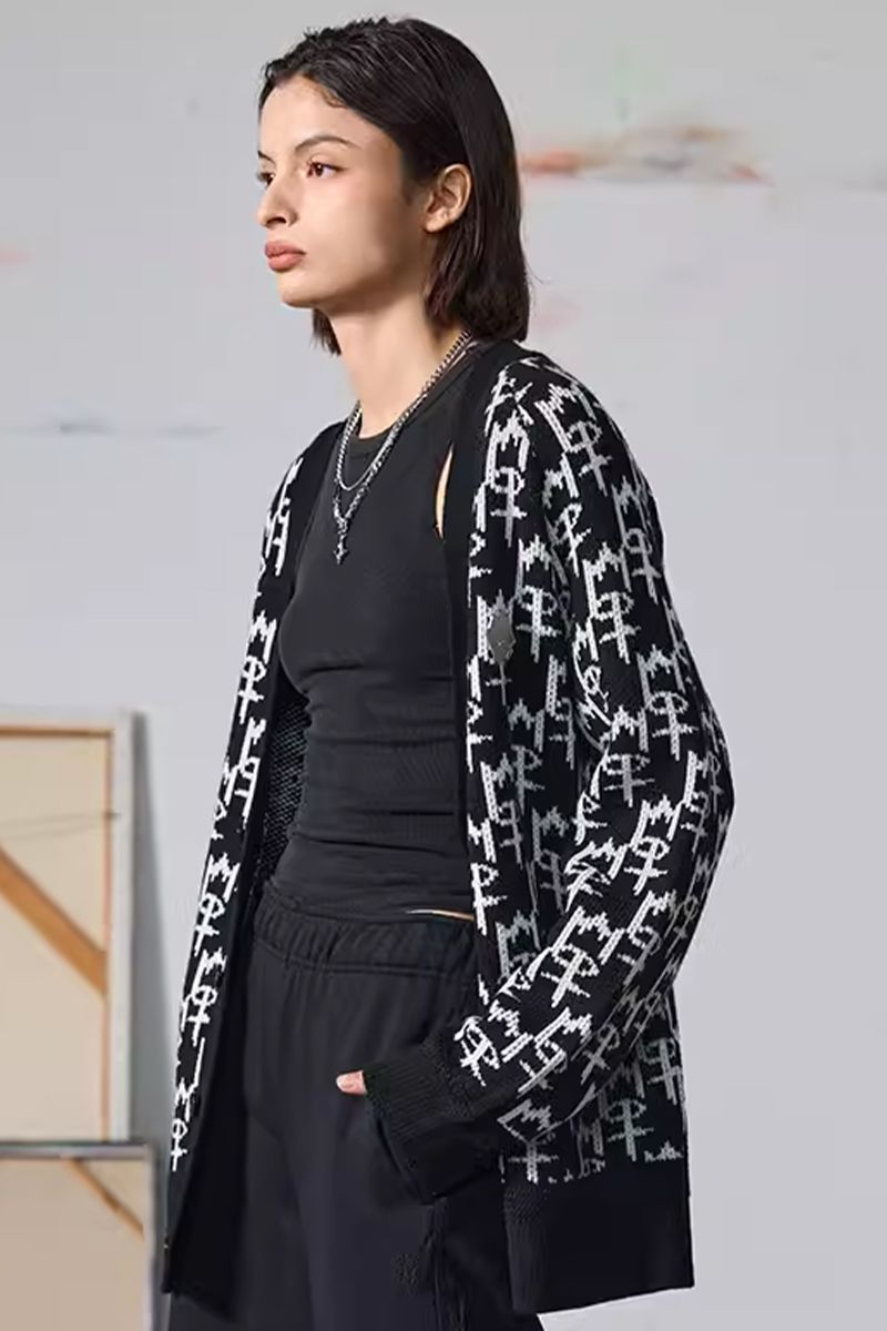 MISHKA (ミシカ) Jacquard Sweater Cardigan Black 15,246円