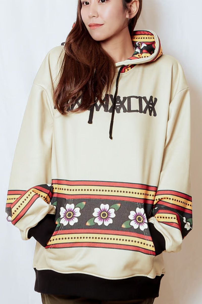 ANIMALIA (アニマリア) ATTERNED ALL OVER HOODIE : Vintage Flowers BEIGE|GEKIROCK CLOTHING