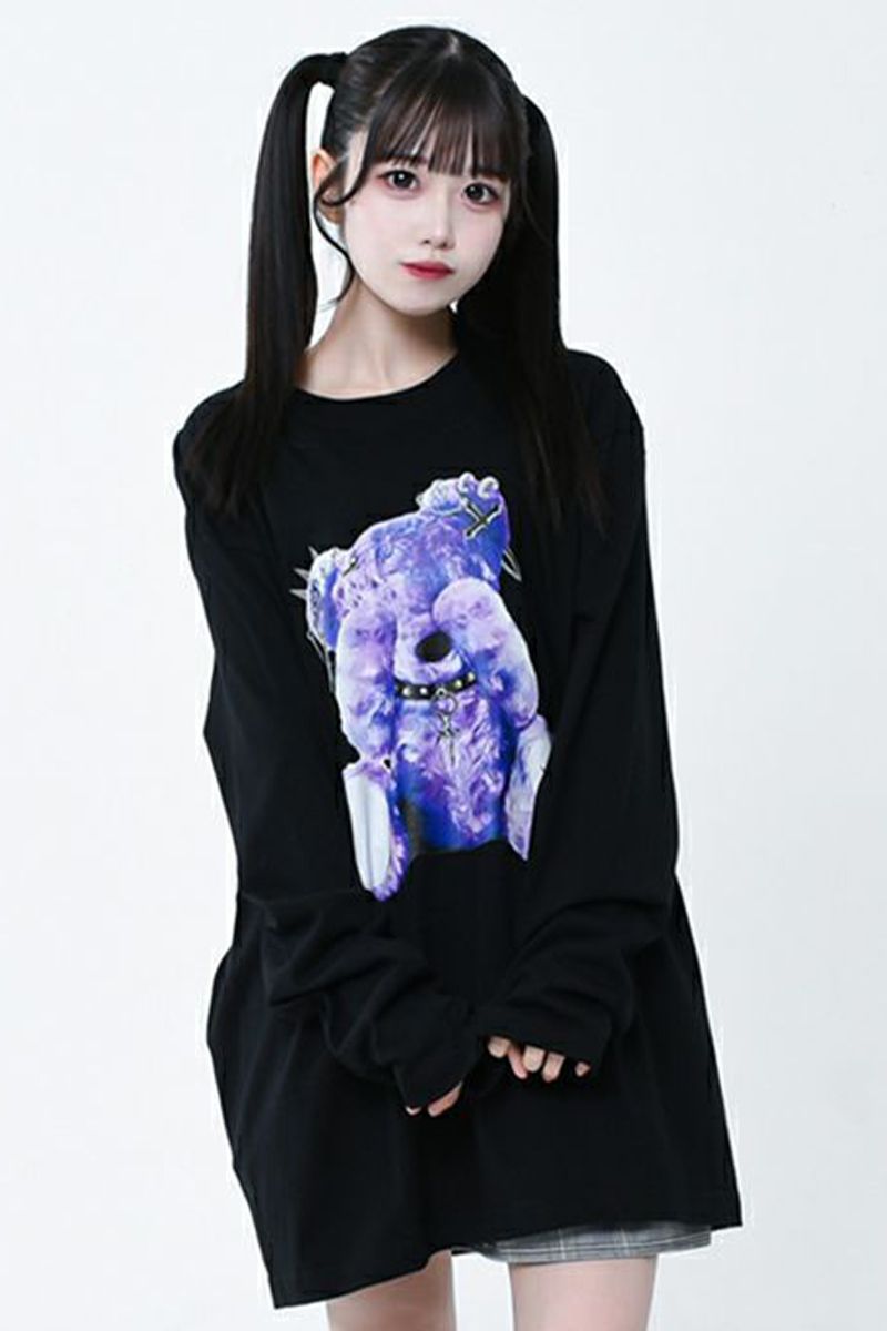 TRAVASTOKYO キキララカットソー黒 TRAVAS TOKYO/トラバス トーキョー』鍵穴プリントL/S Tee/ロング