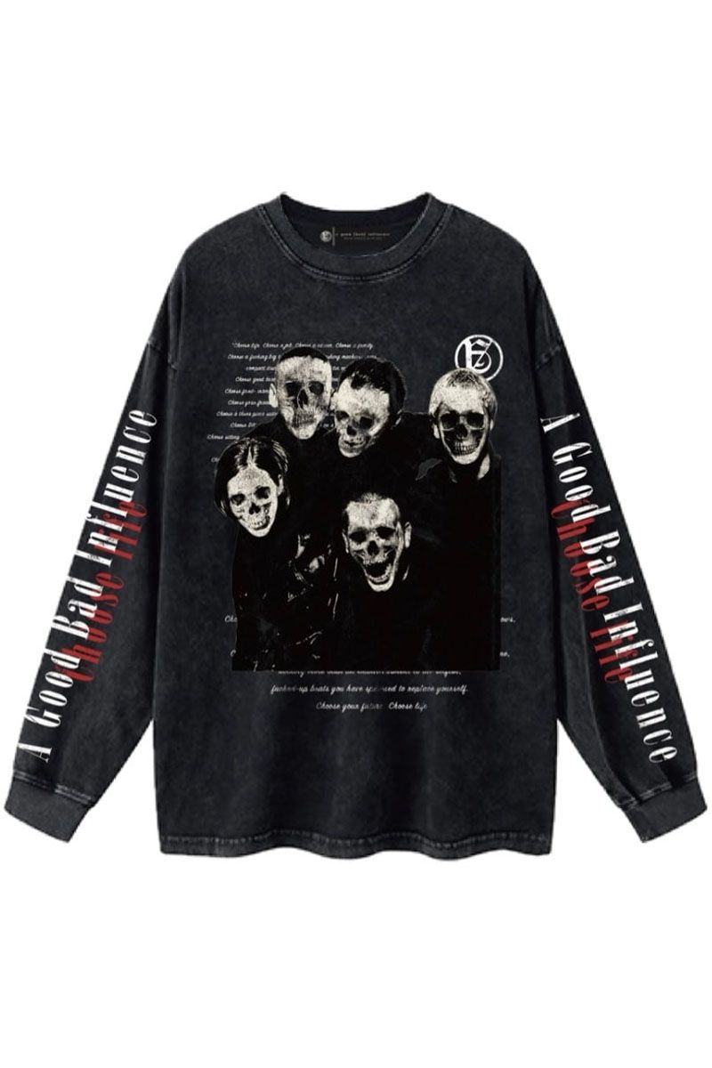 A Good Bad Influence(アグッドバッドインフルエンス) Choose Life LONG SLEEVE T-SHIRT BLACK｜GEKIROCK CLOTHING