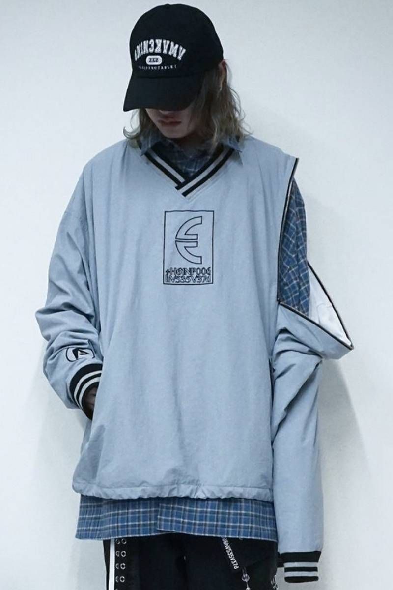 SLEEPING TABLET (スリーピングタブレット) FLAG [ SPLIT NYLON PULLOVER ] - Light Gray｜GEKIROCK CLOTHING