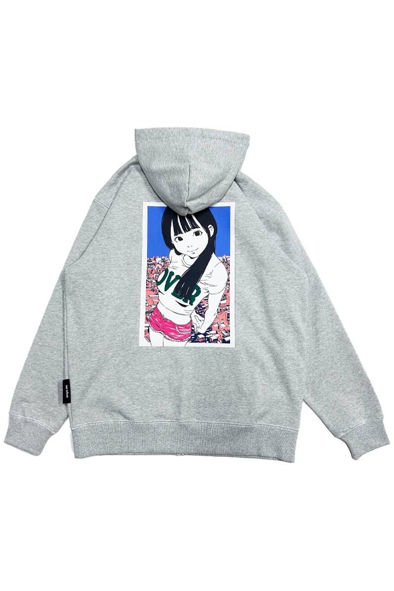 over print (厚地の外套刷り上げる) Innocence Zip Hoodie - Ash Gray