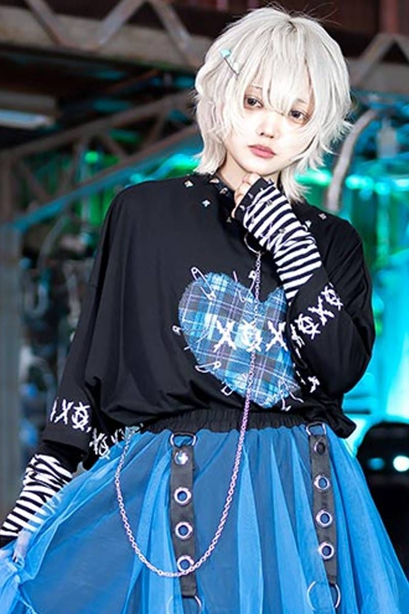 LISTEN FLAVOR（リッスンフレーバー） 束縛のキスハグ チェーン付ビッグトップス - Black