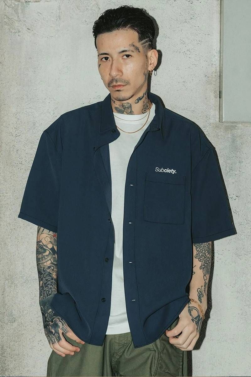 Subciety (サブサエティ) Loose S/S shirt-THE BASE - Charcoal