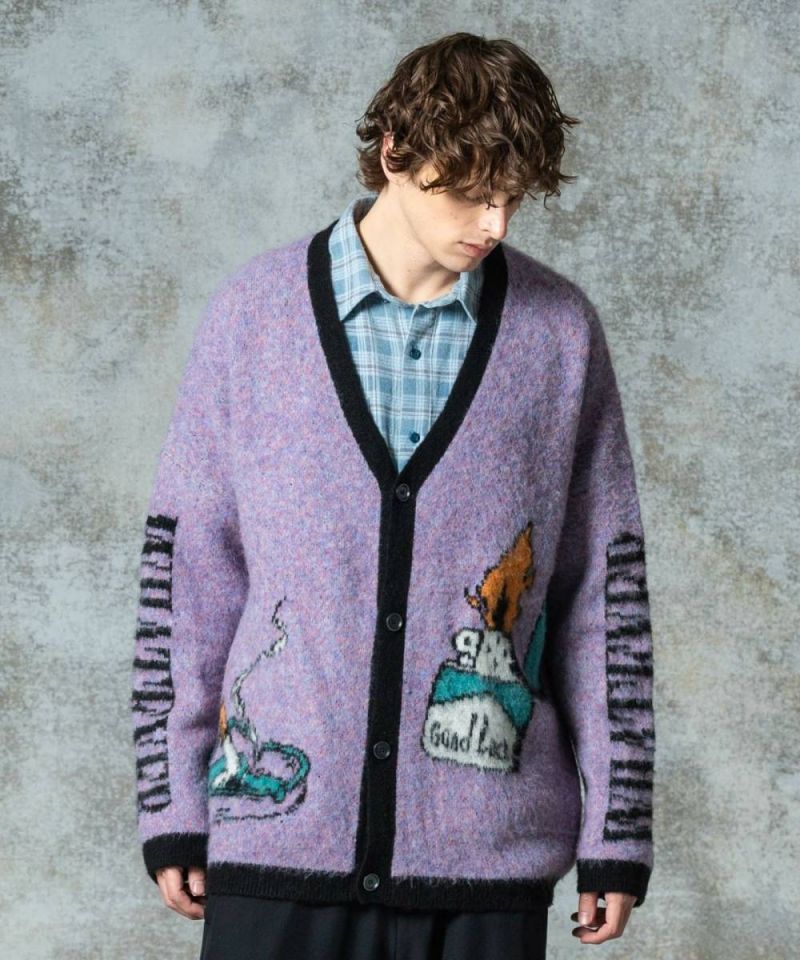 glamb(グラム)GB0325/KNT02 : Lighter Cardigan / ライターカーディガン - Purple|GEKIROCK CLOTHING