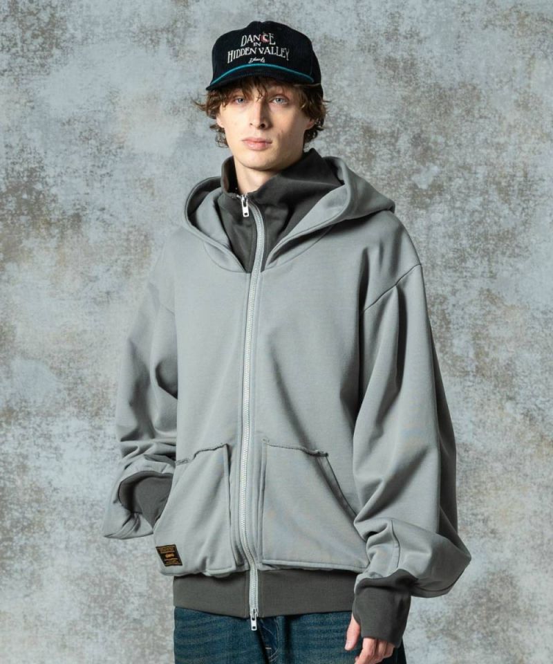 glamb(グラム)GB0325/CS09 : Layered Neck Hoodie / レイヤードネックフーディ - Gray