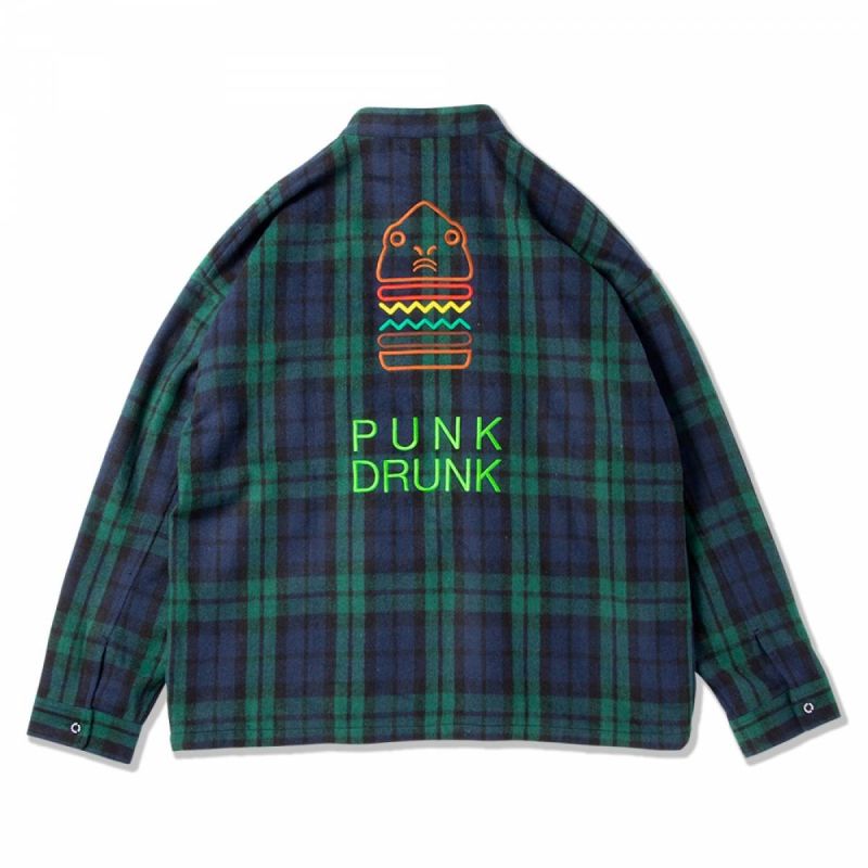 PUNK DRUNKERS (パンク・ドランカーズ) 鮫人チェックシェフJKT - GREEN CHECK｜GEKIROCK CLOTHING
