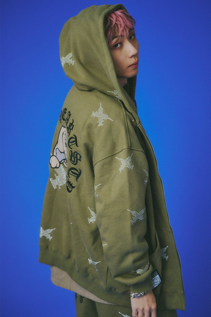 GALFY(ガルフィー)ピカピカ注射器犬パーカー - Khaki｜GEKIROCK CLOTHING 17,380円