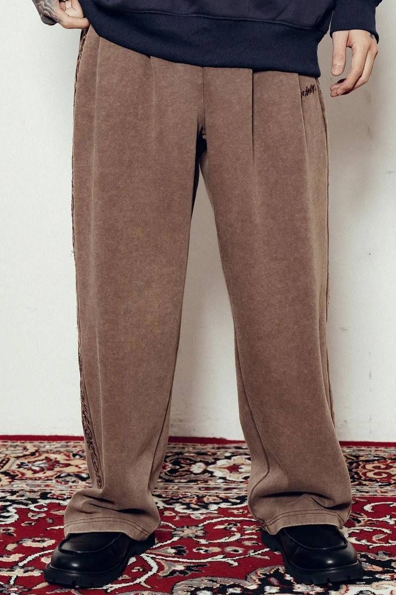Subciety (サブサエティ) Washed sweat slacks - Brown