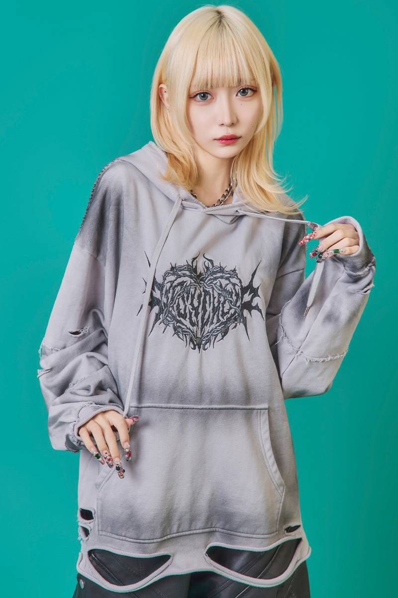 PSYCHO NATION (サイコ・ネーション) ダメージスプレーパーカー|GEKIROCK CLOTHING