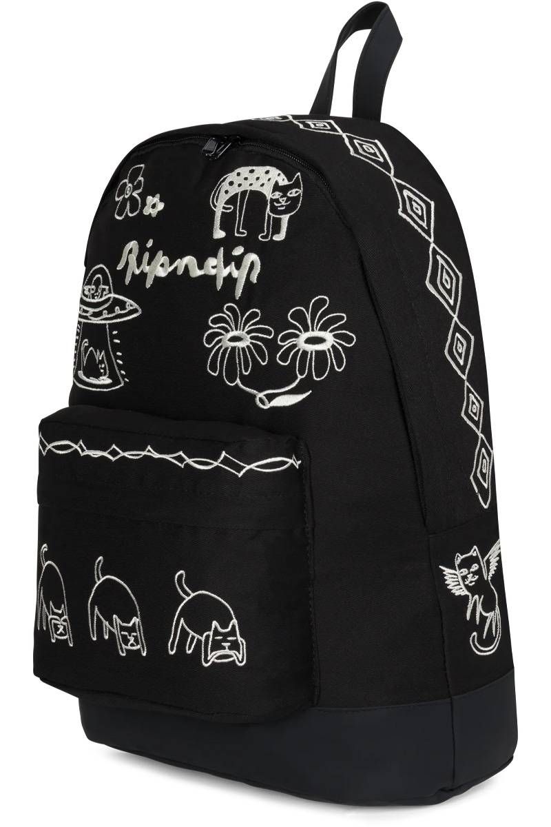 RIP 猫イラスト 黒リュック RIPNDIP (リップンディップ) リュック バックパック カバン Dark
