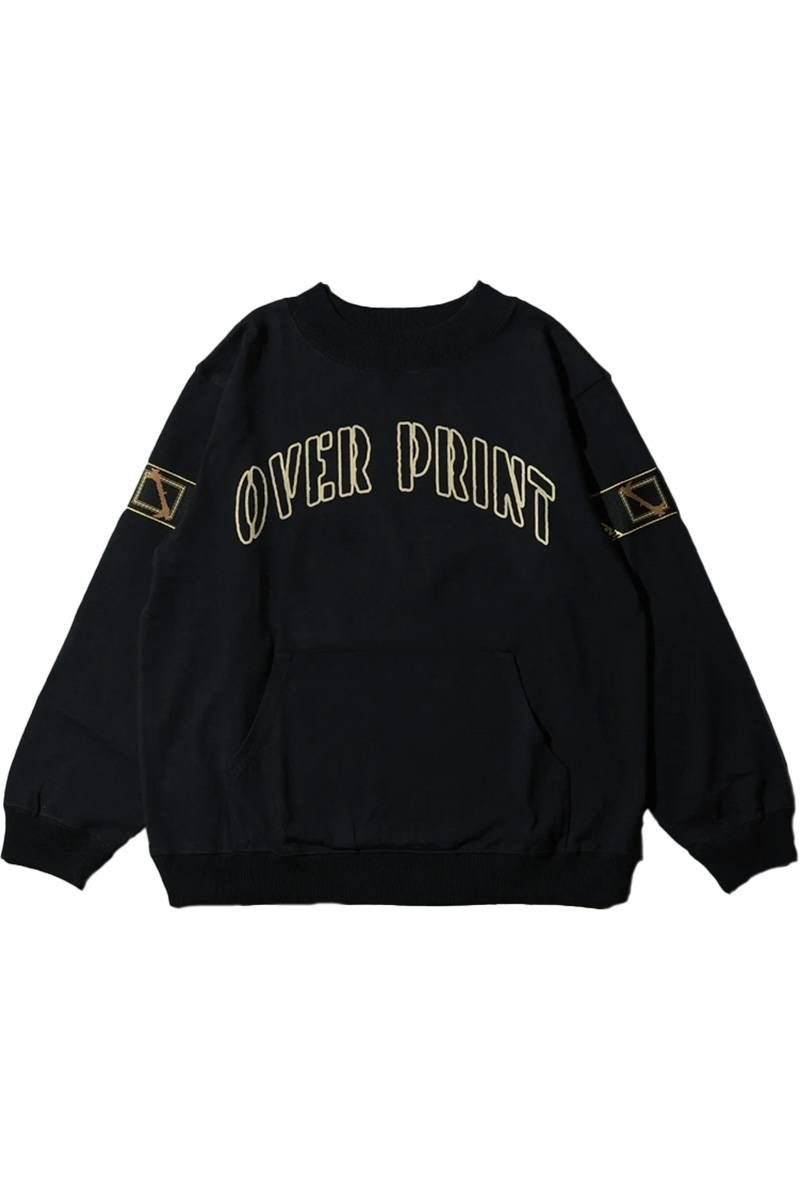 over print (厚地の外套刷り上げる) College sweat like LS Tee - Black