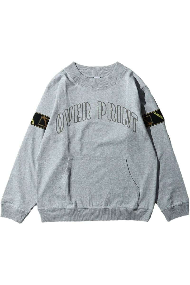 over print (厚地の外套刷り上げる) College sweat like LS Tee - Ash Heather Gray