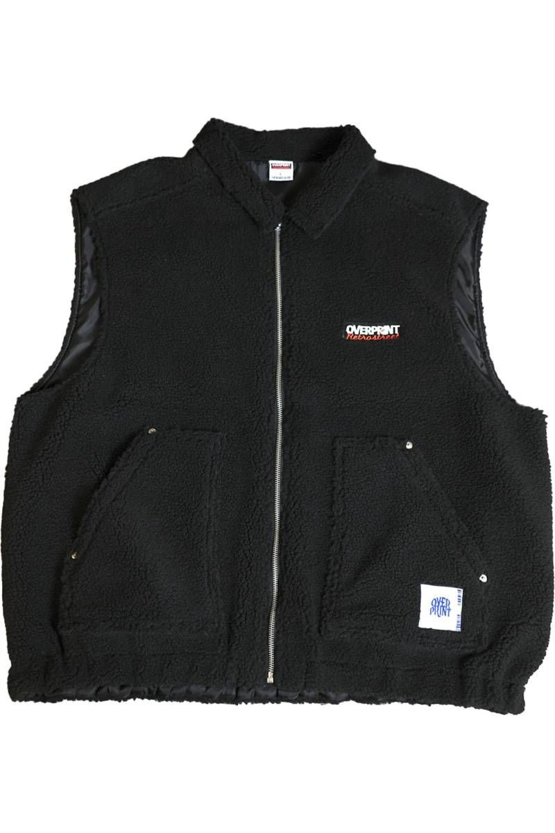 over print (オーバープリント) VEST SHEEP BOA - Black