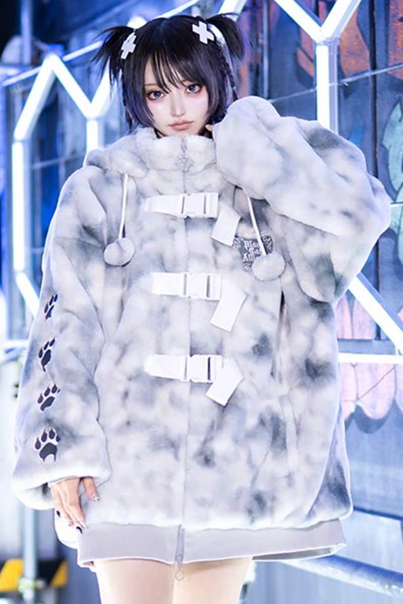 リッスンフレーバー　猫耳スカルキャットファーブルゾン　ホワイトマーブル 楽天市場】LISTEN FLAVORリッスンフレーバー 猫耳スカルキャット