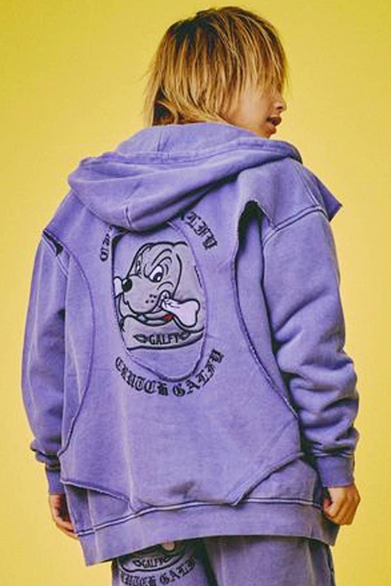 GALFY(ガルフィー) 穴の向こうにわんちゃんパーカー - Purple