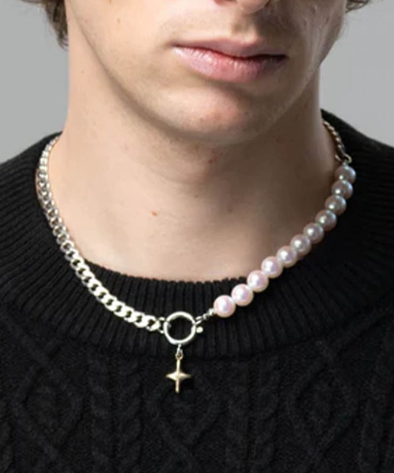 glamb(瓦) Asymmetry Pearl Necklace / アシンメトリーパールネックレス - Silver