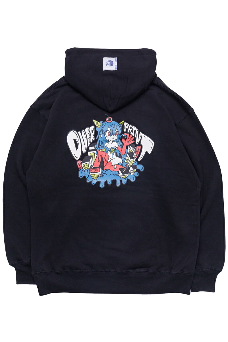 over print (厚地の外套刷り上げる) TITAN Hoodie - Black