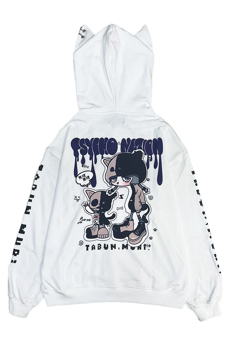 PSYCHO NATION(サイコ・ネーション) 木天蓼にゃん子ZIP・パーカー - White