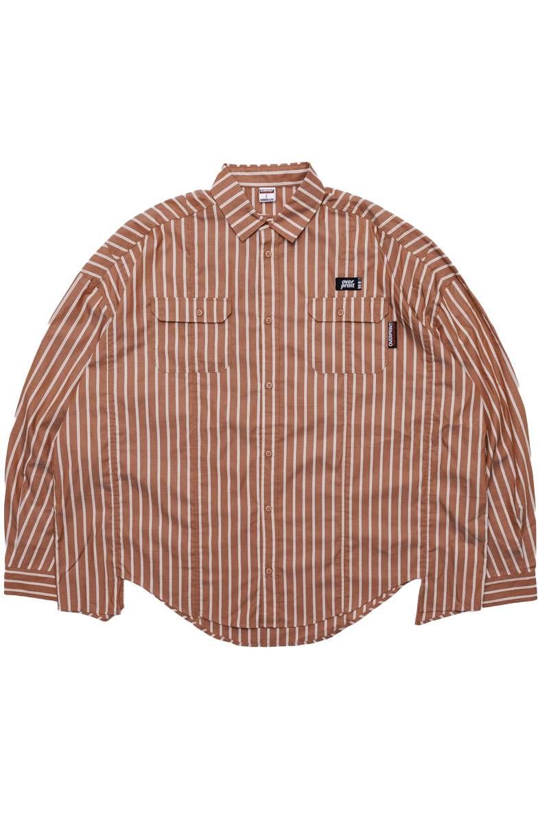 over print (オーバープリント) BREAK WIDE SHIRTS Stripe - Camel｜GEKIROCK CLOTHING 15,048円