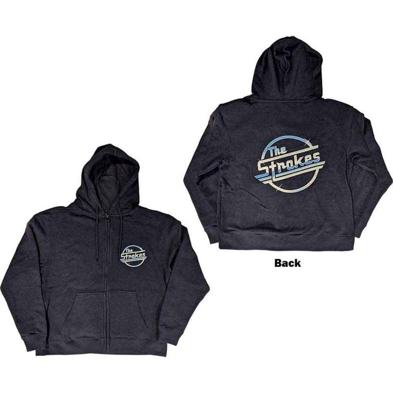 THE STROKES Unisex Zipped Hoodie: OG Magna (Navy Blue) (Back Print)