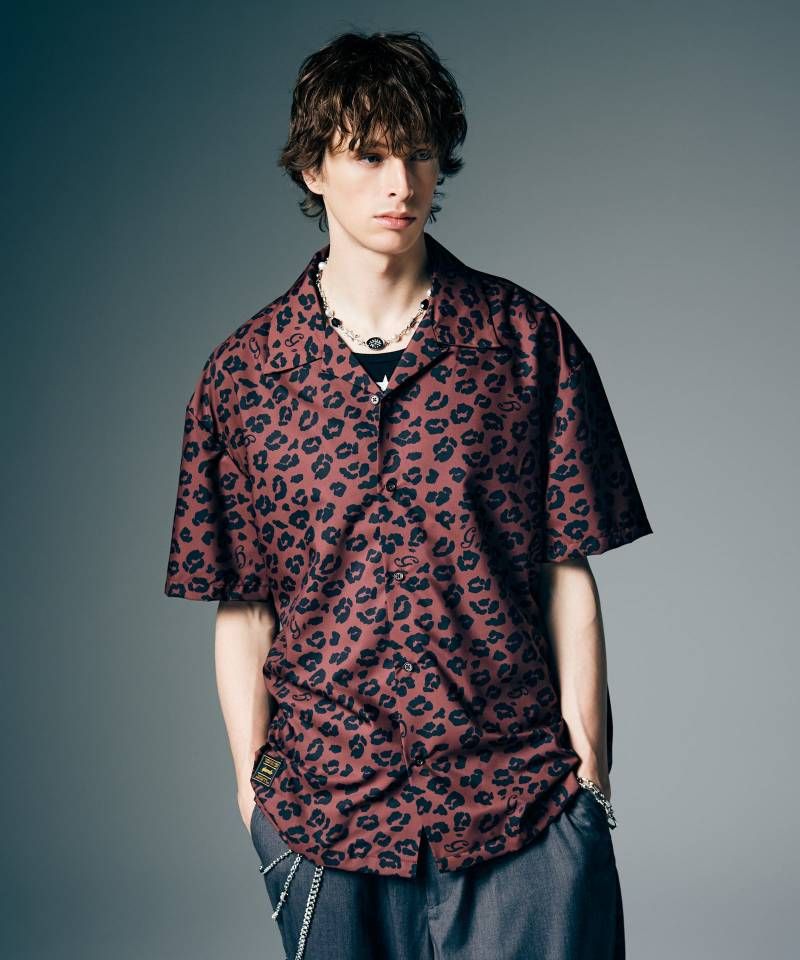 glamb(グラム) Leopard Open Collar Shirt / レオパードオープンカラーシャツ - Brown|GEKIROCK CLOTHING