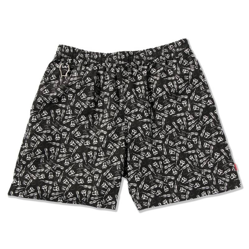 PUNK DRUNKERS (パンク・ドランカーズ) 超総柄ショーツ - BLACK｜GEKIROCK CLOTHING
