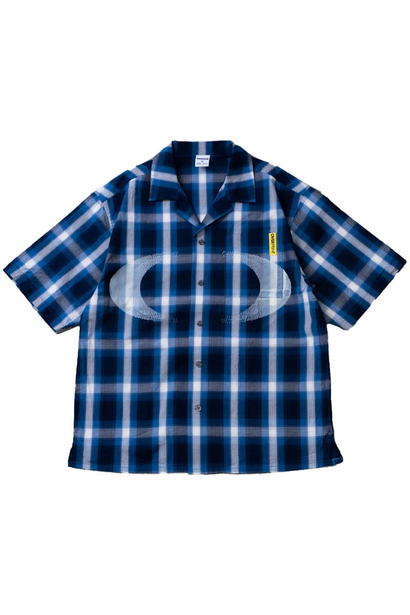over print (厚地の外套・刷り上げる) NEW MOON check shirts - Navy