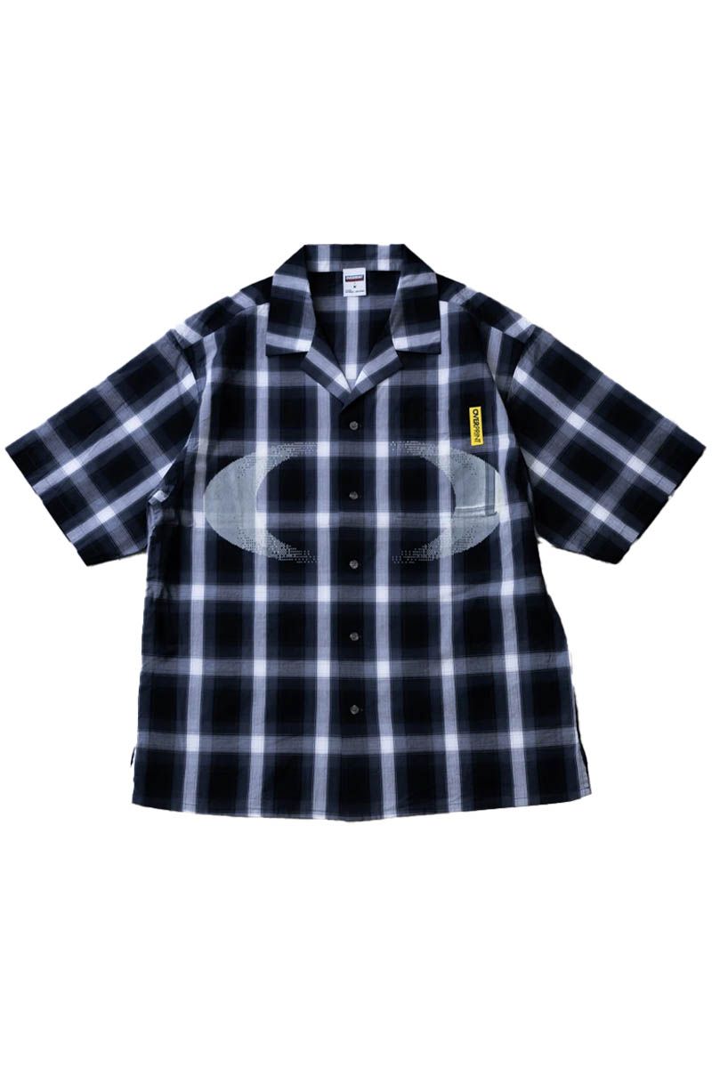over print (厚地の外套・刷り上げる) NEW MOON check shirts - Black