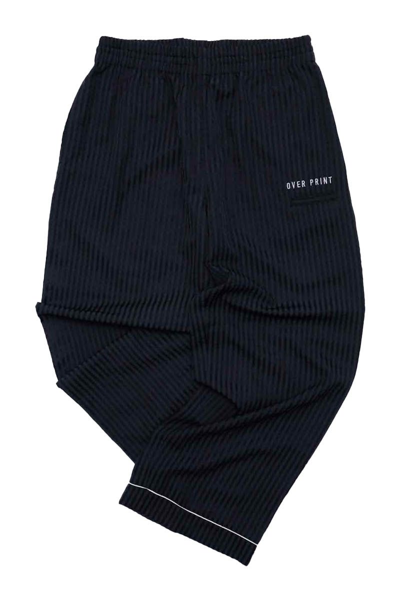 over print (厚地の外套・刷り上げる) LOUNGE STRIPE PANTS - Black