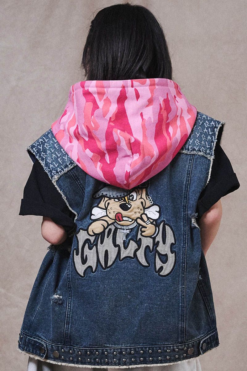 GALFY (ガルフィー) VIBE↑↑クラッシュベスト - Vintage Indigo|GEKIROCK CLOTHING