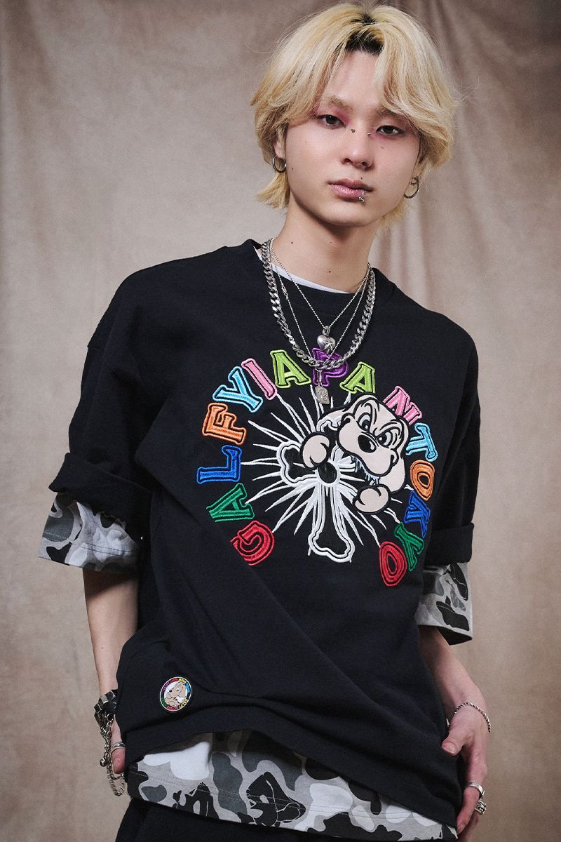 GALFY (ガルフィー) おしゃぶりワンワンカラフルロゴTee - Black