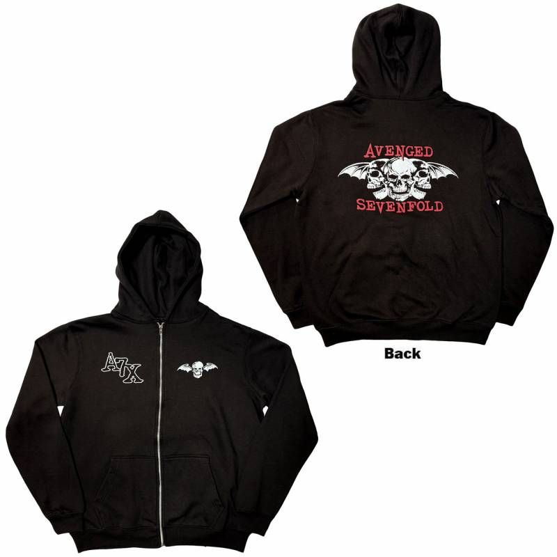 AVENGED SEVENFOLD Unisex Zipped Hoodie: Dead Head (Black) (Back Print)