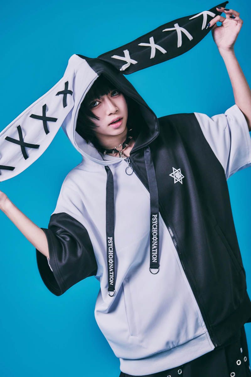 PSYCHO NATION(サイコ・ネーション) うさ耳ZIPパーカー - BlackXWhite|GEKIROCK CLOTHING