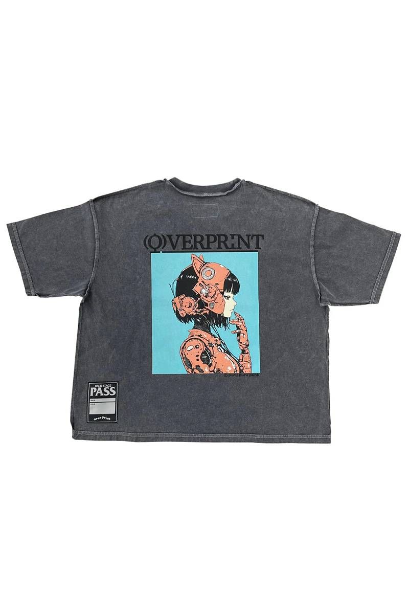 over print (大層らしい・刷り上げる) purupuru pigment Tee A - Chacoal