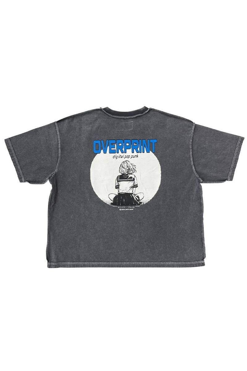 over print (大層らしい・刷り上げる) purupuru pigment Tee C - Chacoal
