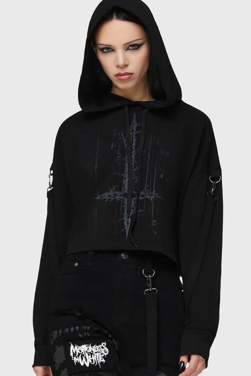 MOTIONLESS IN WHITExKILL STAR(キル・スター) Final Dictvm Crop Hoodie - Black｜GEKIROCK CLOTHING