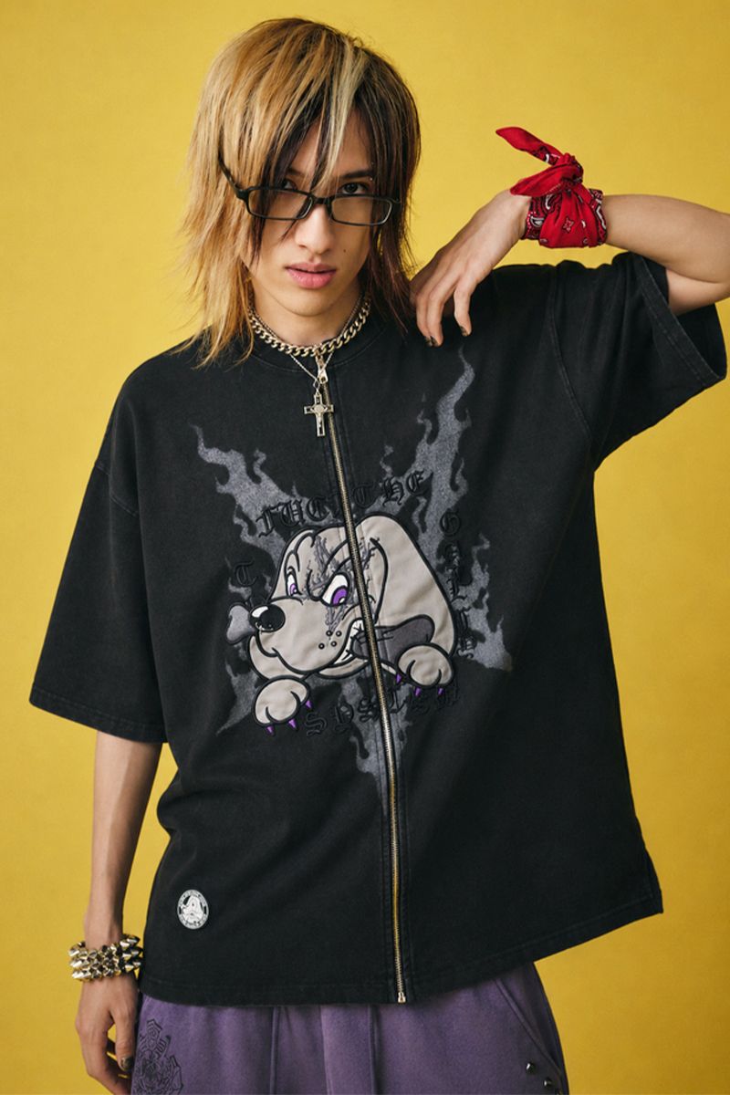 GALFY (ガルフィー) ハーフ&ハーフTEE - Black|GEKIROCK CLOTHING