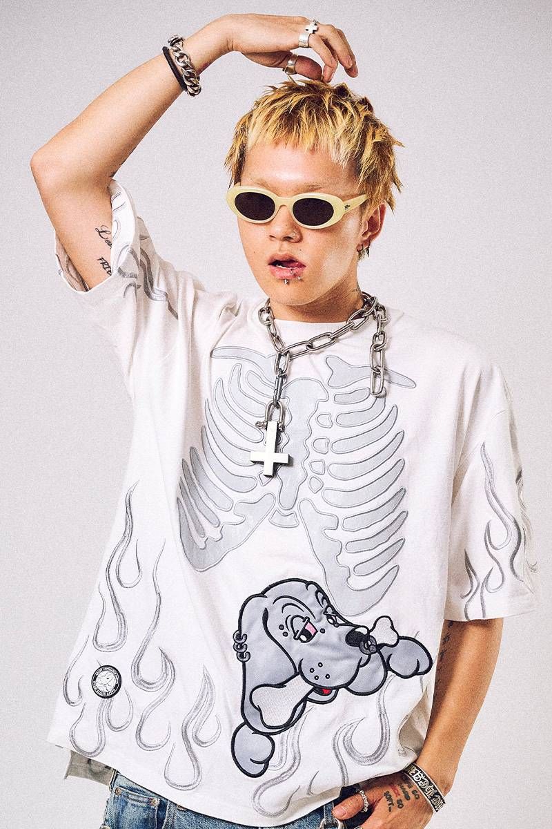 GALFY (ガルフィー) 骨が見えしTシャツ - White｜GEKIROCK CLOTHING